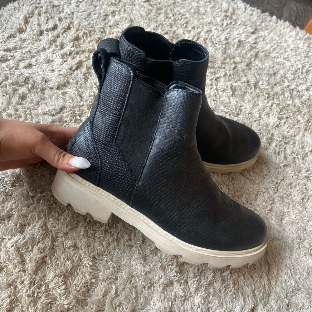 SOREL Waterproof Black Leather Ankle Boot